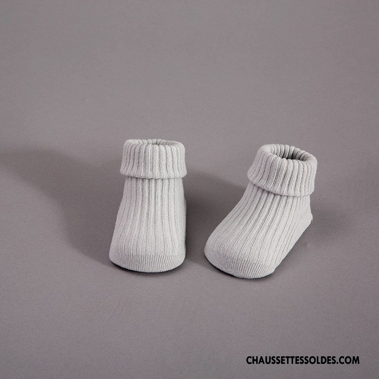 Chaussettes Mi Hautes Garçon Milieu Plaine Rayé Courte Enfant Antidérapant Blanc