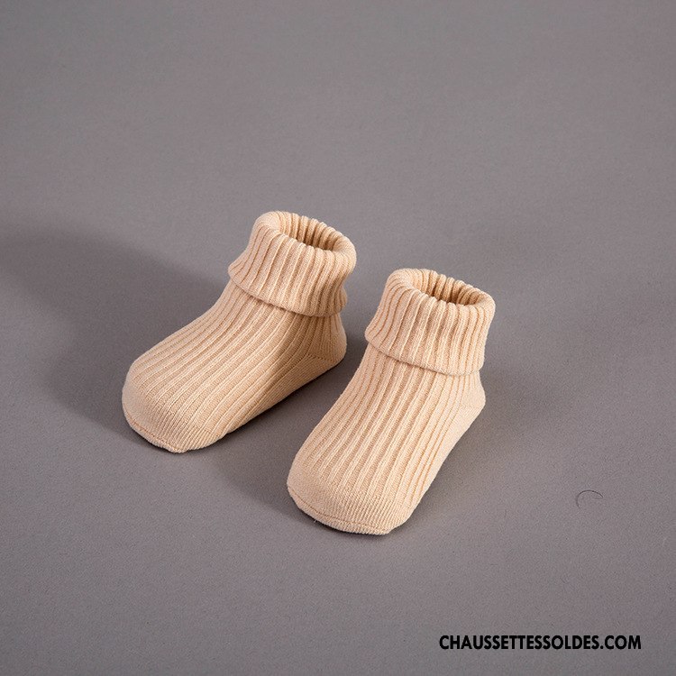 Chaussettes Mi Hautes Garçon Milieu Plaine Rayé Courte Enfant Antidérapant Blanc