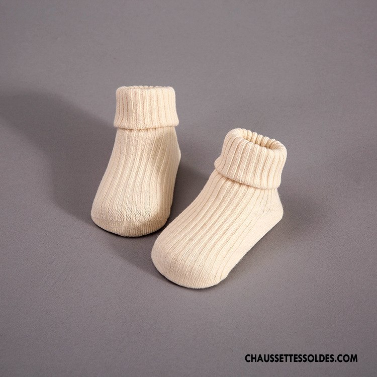 Chaussettes Mi Hautes Garçon Milieu Plaine Rayé Courte Enfant Antidérapant Blanc