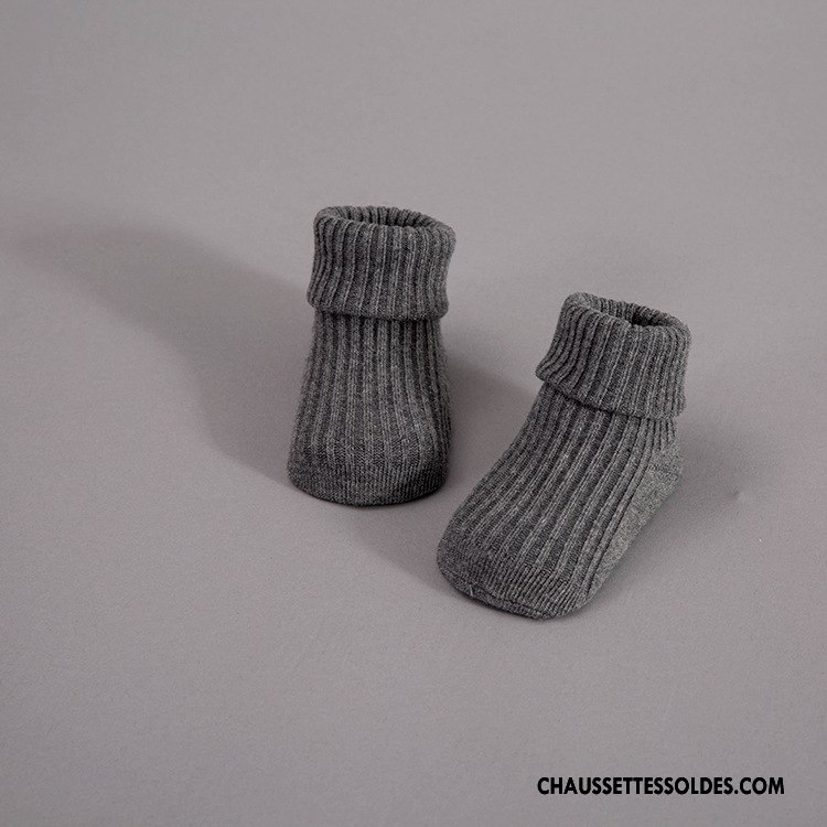 Chaussettes Mi Hautes Garçon Milieu Plaine Rayé Courte Enfant Antidérapant Blanc