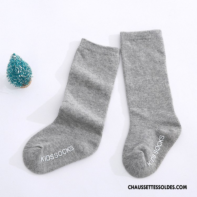 Chaussettes Mi Hautes Garçon Mode Enfant Bébé Le Nouveau L'automne Simple Pure Gris