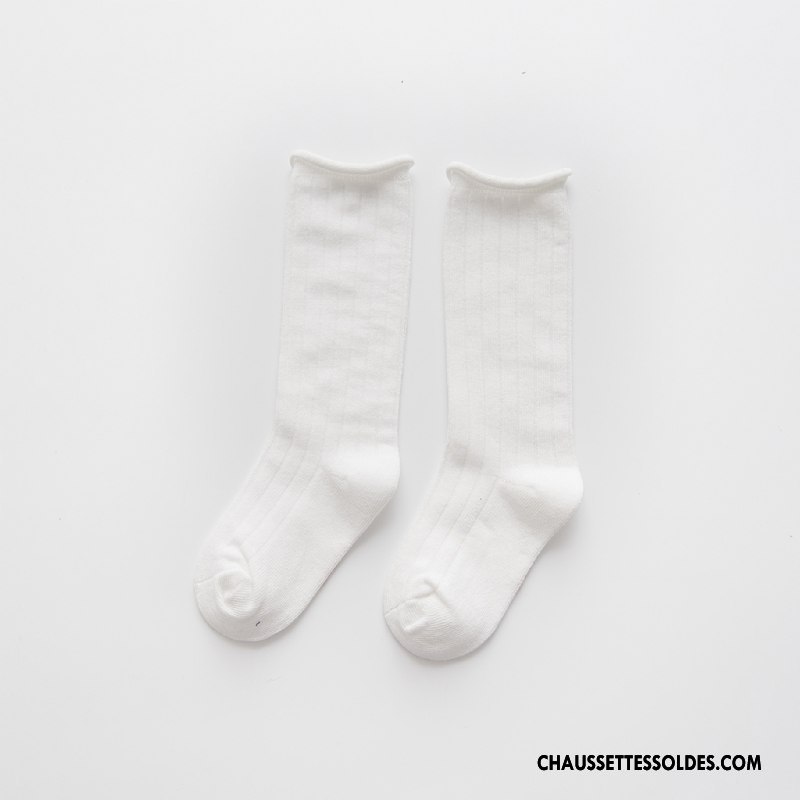 Chaussettes Mi Hautes Garçon Ourlet Enfant 100% Coton Créatif Milieu Printemps Couleurs De Bonbons Pure Jaune