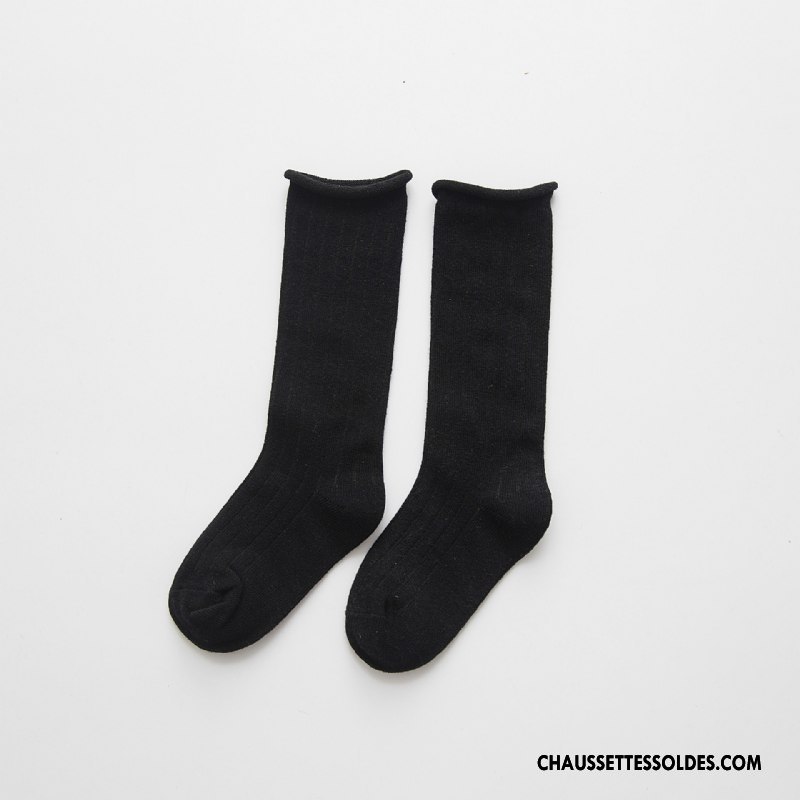Chaussettes Mi Hautes Garçon Ourlet Enfant 100% Coton Créatif Milieu Printemps Couleurs De Bonbons Pure Jaune
