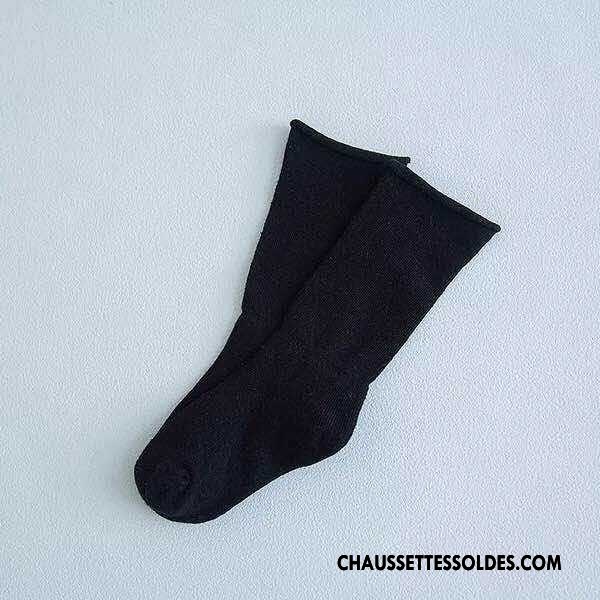 Chaussettes Mi Hautes Garçon Ourlet Enfant 100% Coton Créatif Milieu Printemps Couleurs De Bonbons Pure Jaune
