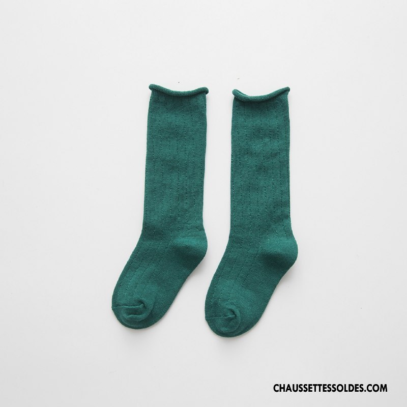 Chaussettes Mi Hautes Garçon Ourlet Enfant 100% Coton Créatif Milieu Printemps Couleurs De Bonbons Pure Jaune