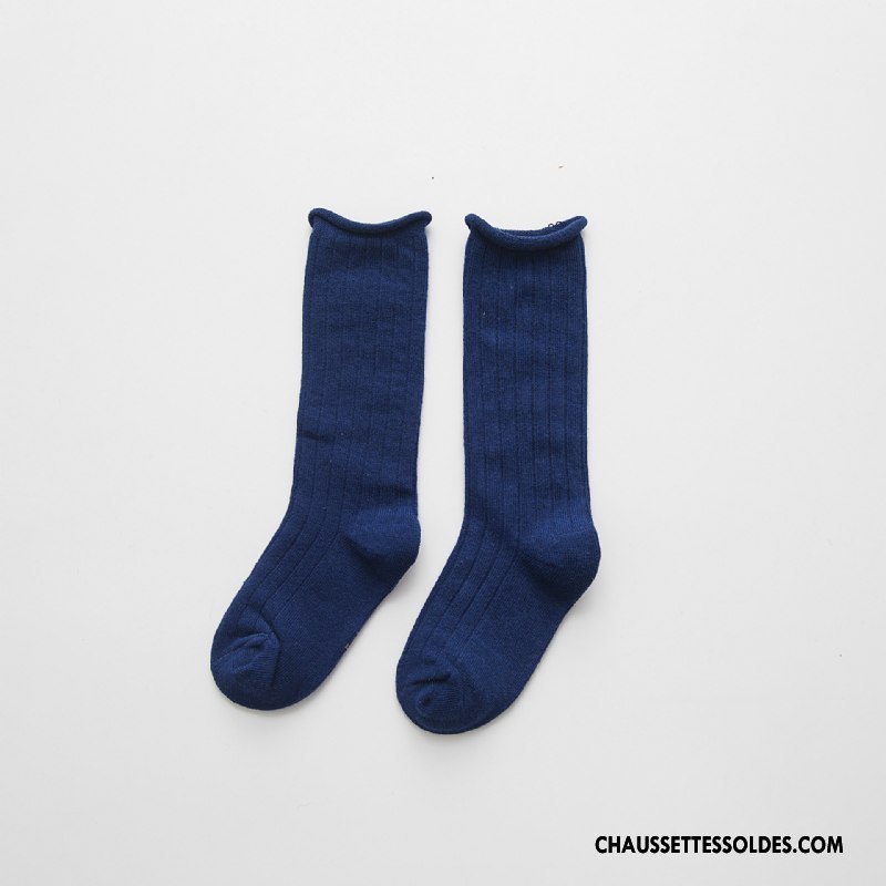 Chaussettes Mi Hautes Garçon Ourlet Enfant 100% Coton Créatif Milieu Printemps Couleurs De Bonbons Pure Jaune
