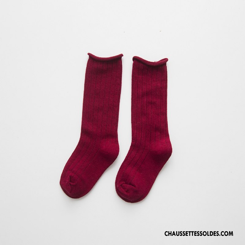 Chaussettes Mi Hautes Garçon Ourlet Enfant 100% Coton Créatif Milieu Printemps Couleurs De Bonbons Pure Jaune