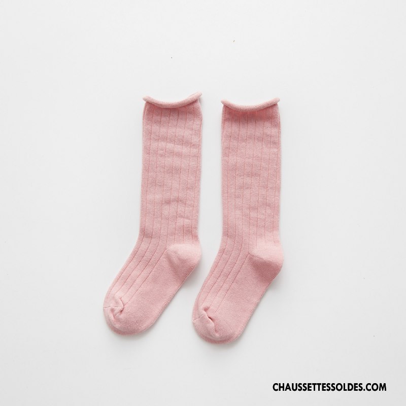 Chaussettes Mi Hautes Garçon Ourlet Enfant 100% Coton Créatif Milieu Printemps Couleurs De Bonbons Pure Jaune