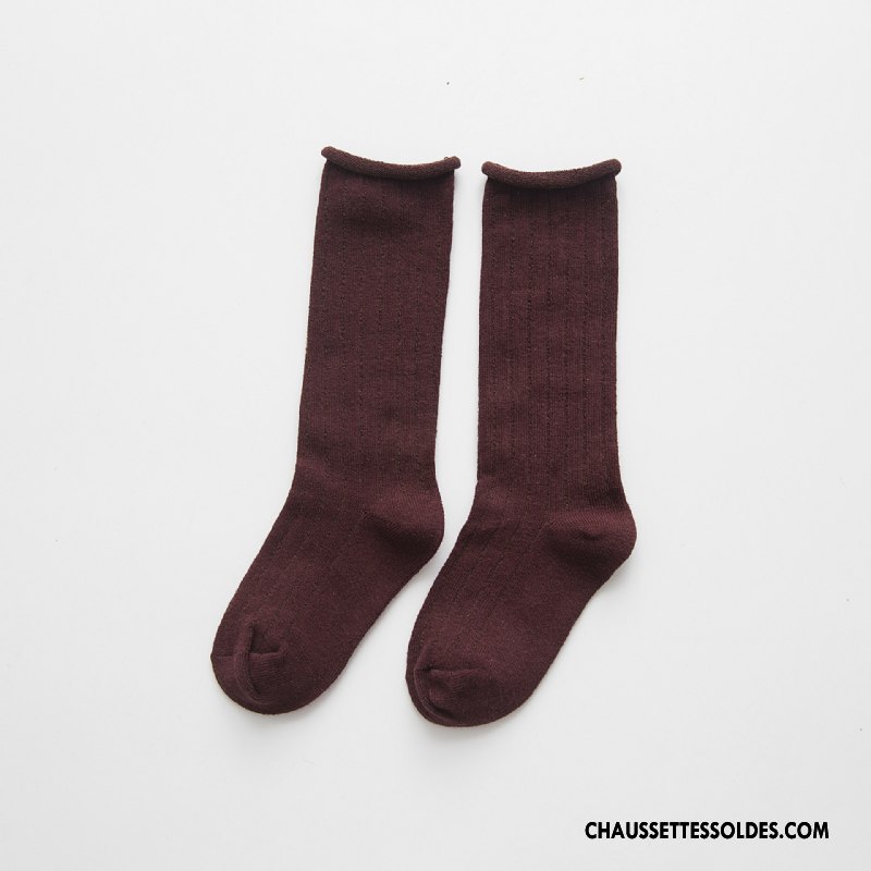 Chaussettes Mi Hautes Garçon Ourlet Enfant 100% Coton Créatif Milieu Printemps Couleurs De Bonbons Pure Jaune