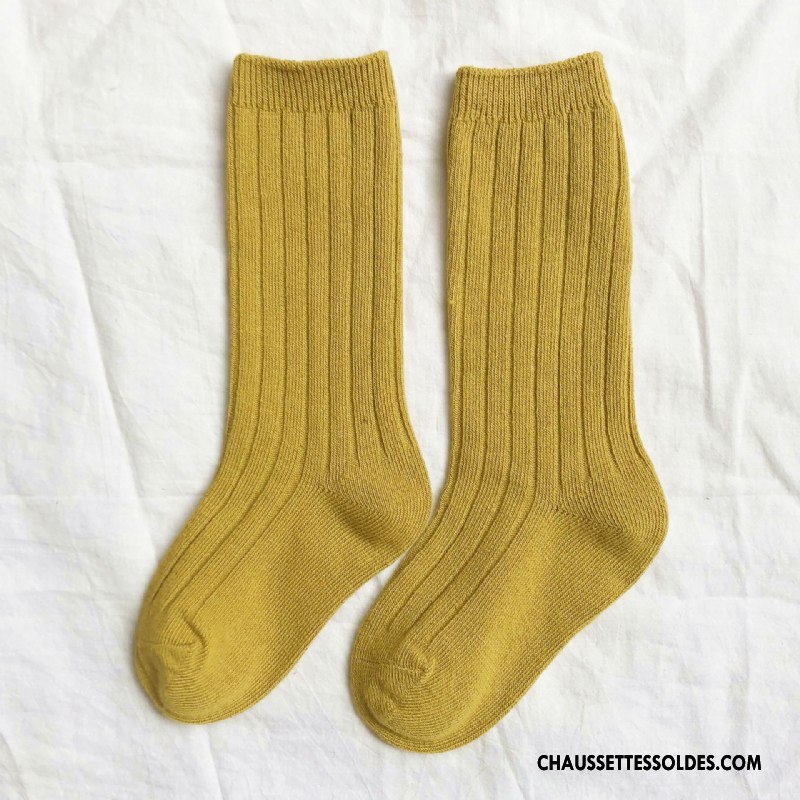 Chaussettes Mi Hautes Garçon Ourlet Hiver L'automne Enfant Couleurs De Bonbons Vert
