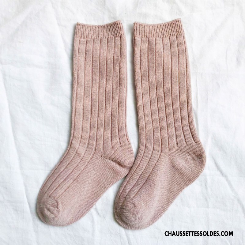 Chaussettes Mi Hautes Garçon Ourlet Hiver L'automne Enfant Couleurs De Bonbons Vert