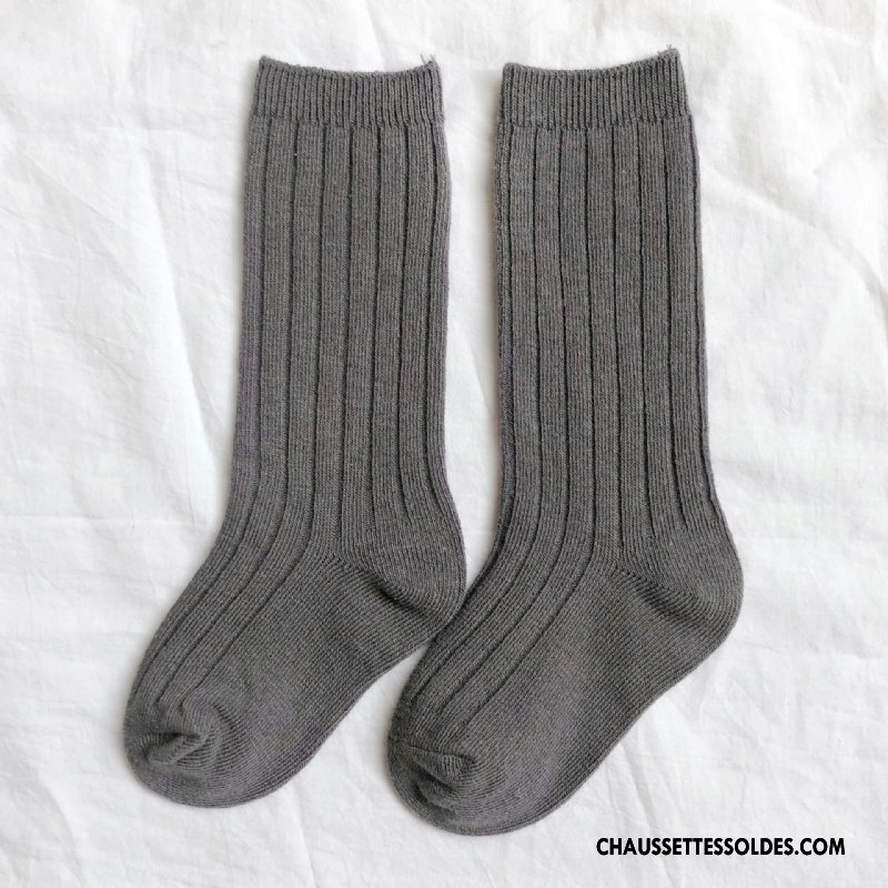 Chaussettes Mi Hautes Garçon Ourlet Hiver L'automne Enfant Couleurs De Bonbons Vert