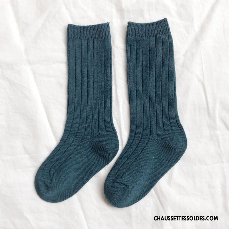 Chaussettes Mi Hautes Garçon Ourlet Hiver L'automne Enfant Couleurs De Bonbons Vert