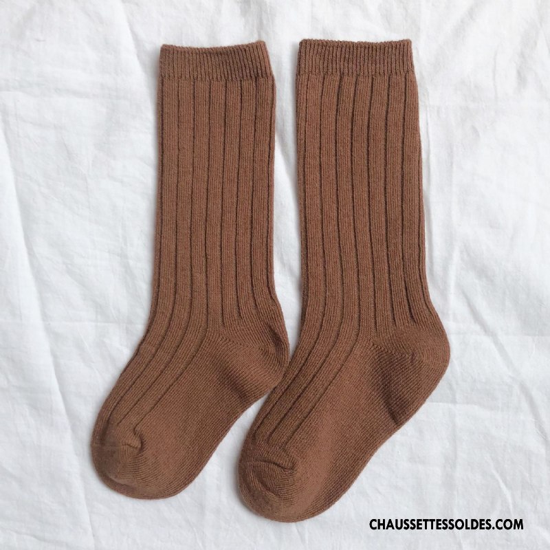 Chaussettes Mi Hautes Garçon Ourlet Hiver L'automne Enfant Couleurs De Bonbons Vert