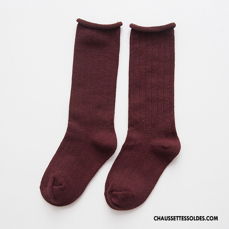 Chaussettes Mi Hautes Garçon Ourlet Hiver L'automne Enfant Couleurs De Bonbons Vert