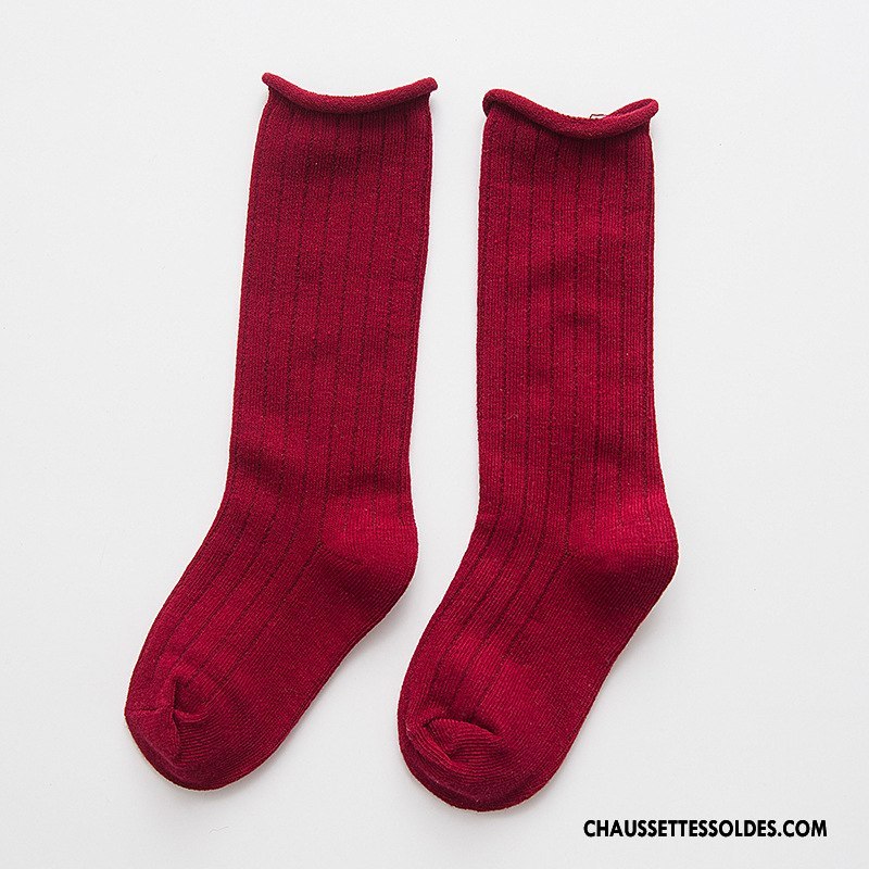 Chaussettes Mi Hautes Garçon Ourlet Hiver L'automne Enfant Couleurs De Bonbons Vert