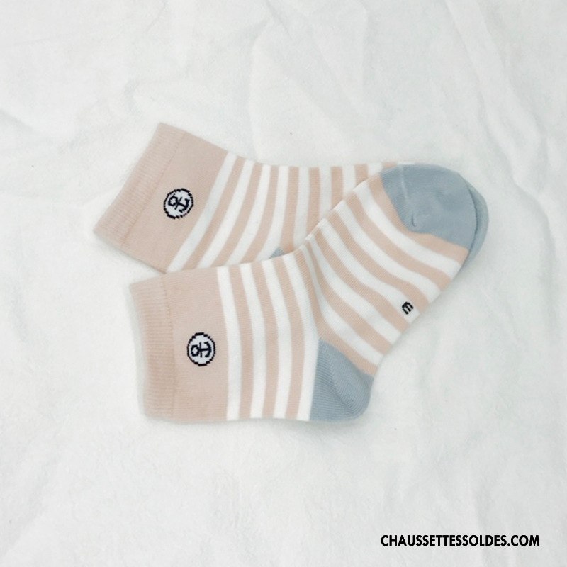 Chaussettes Mi Hautes Garçon Rayé Frais Hiver Coton Bio Courte Le Nouveau Gris
