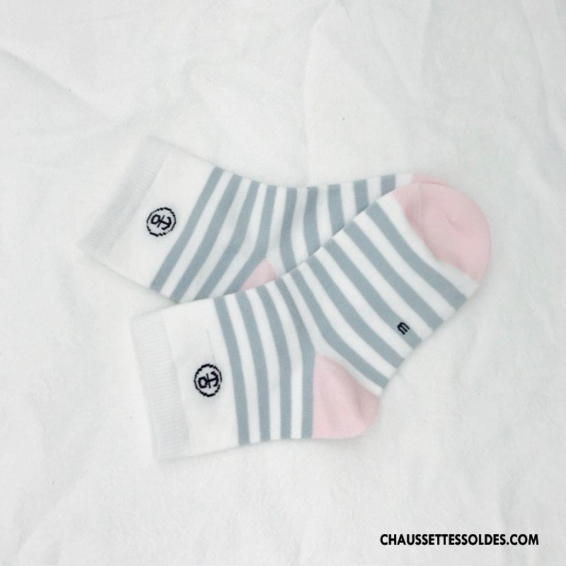 Chaussettes Mi Hautes Garçon Rayé Frais Hiver Coton Bio Courte Le Nouveau Gris