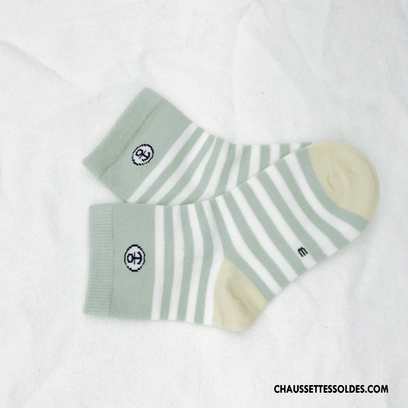 Chaussettes Mi Hautes Garçon Rayé Frais Hiver Coton Bio Courte Le Nouveau Gris