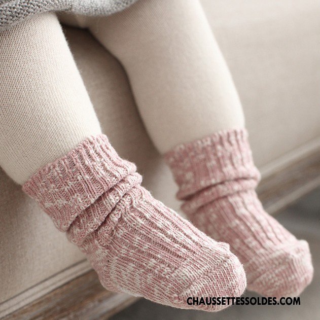 Chaussettes Mi Hautes Garçon Yarn Fleurs Antidérapant De Laine Enfant Bambou Gris
