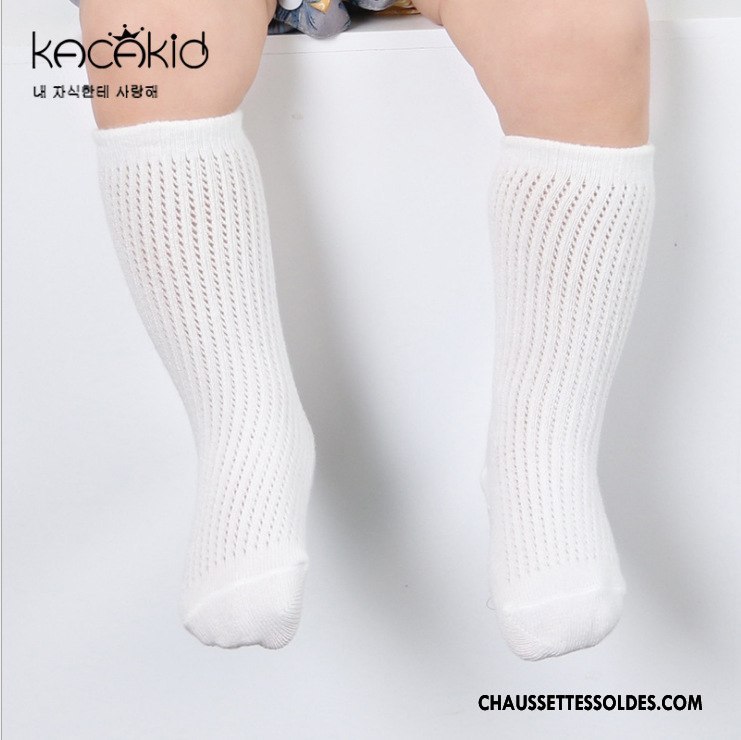 Chaussettes Mi Hautes Garçon Été Creux Guipure Enfant Bébé Engrener Antidérapant Pure Gris