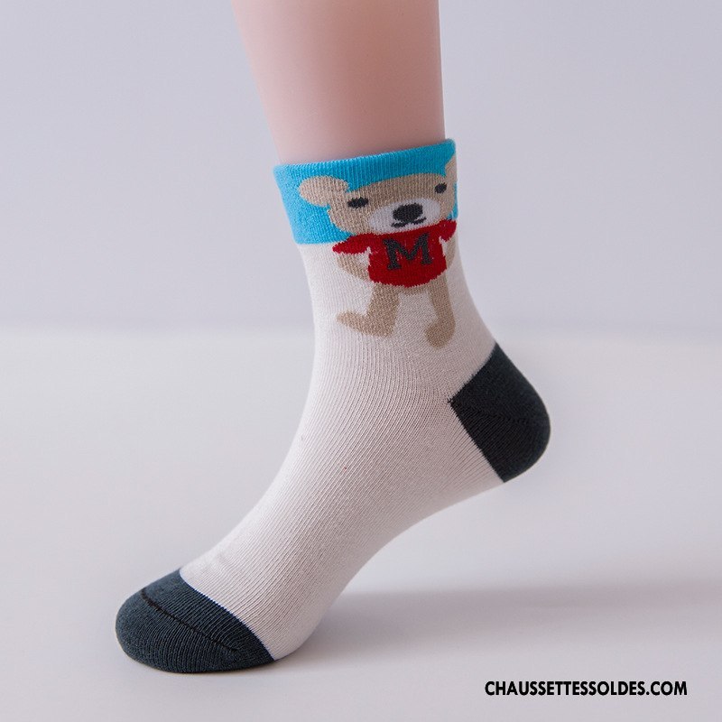 Chaussettes Mi Hautes Garçon Été Mince Respirant Enfant Fleurs Printemps Bleu