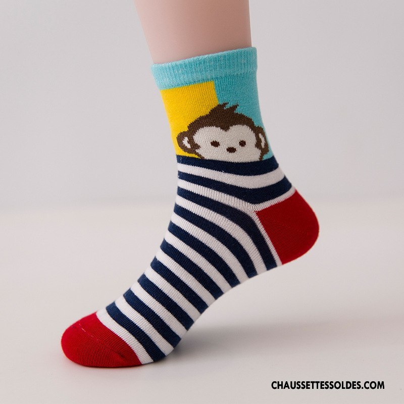 Chaussettes Mi Hautes Garçon Été Mince Respirant Enfant Fleurs Printemps Bleu