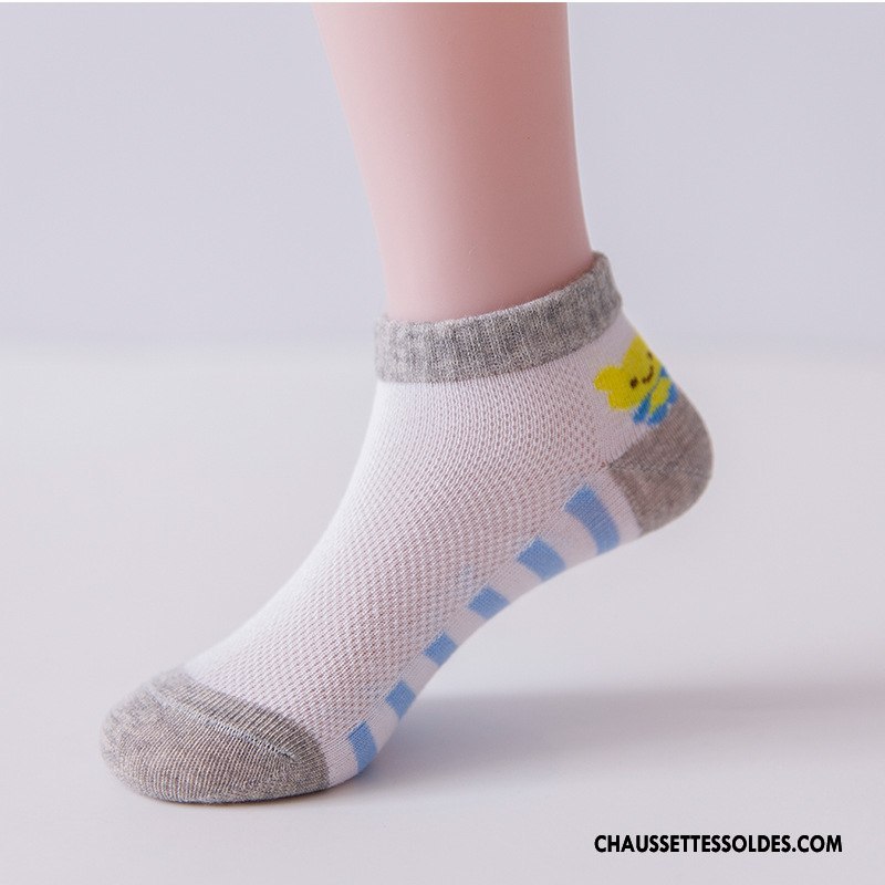 Chaussettes Mi Hautes Garçon Été Mince Respirant Enfant Fleurs Printemps Bleu