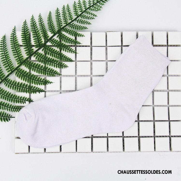 Chaussettes Mi Hautes Homme 100% Coton Casual Respirant De Travail Milieu Absorber La Sueur Pure Noir