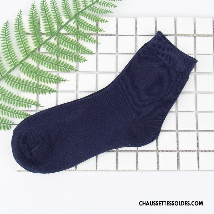 Chaussettes Mi Hautes Homme 100% Coton Casual Respirant De Travail Milieu Absorber La Sueur Pure Noir