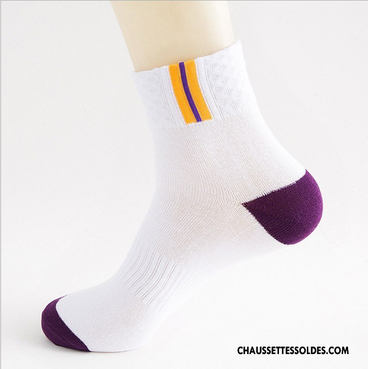 Chaussettes Mi Hautes Homme 100% Coton Chaussettes En Coton Hiver Milieu Anti-odeur Adulte Blanc