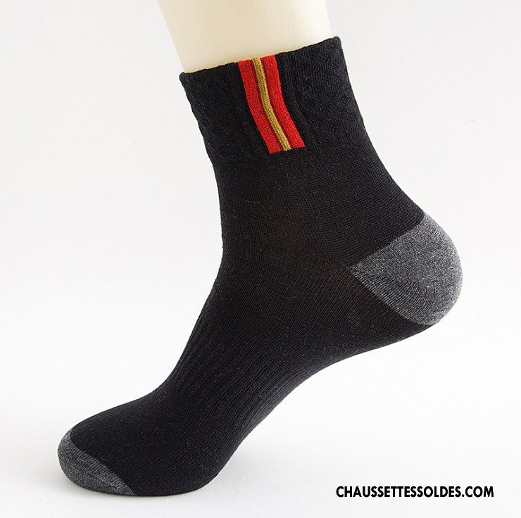 Chaussettes Mi Hautes Homme 100% Coton Chaussettes En Coton Hiver Milieu Anti-odeur Adulte Blanc