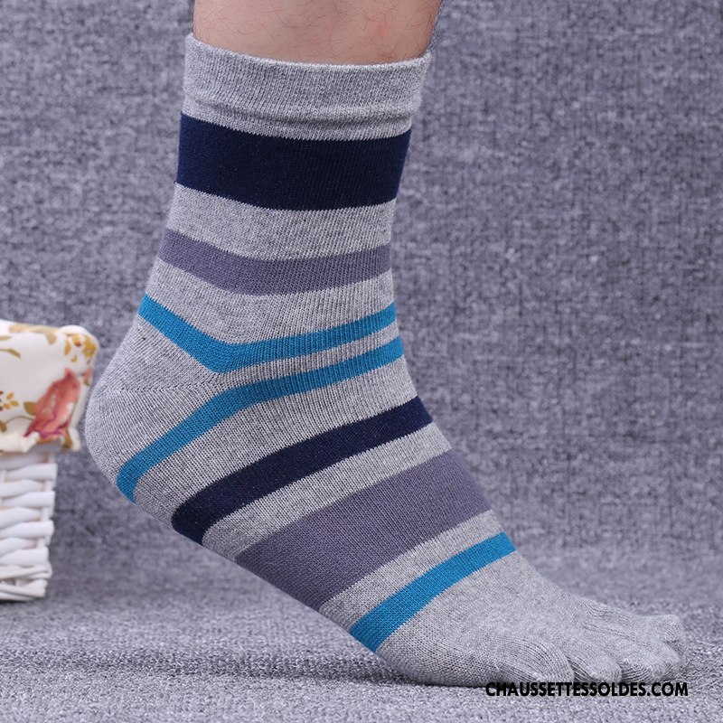 Chaussettes Mi Hautes Homme 100% Coton Coton Bio Été Antibactérien Livraison Gratuite Cinq Doigts Gris
