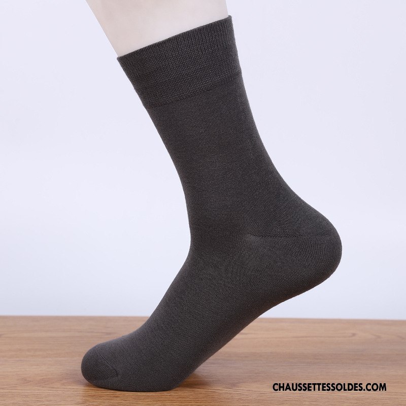 Chaussettes Mi Hautes Homme 100% Coton De Travail Été Fibre Bambou Printemps Pure Blanc
