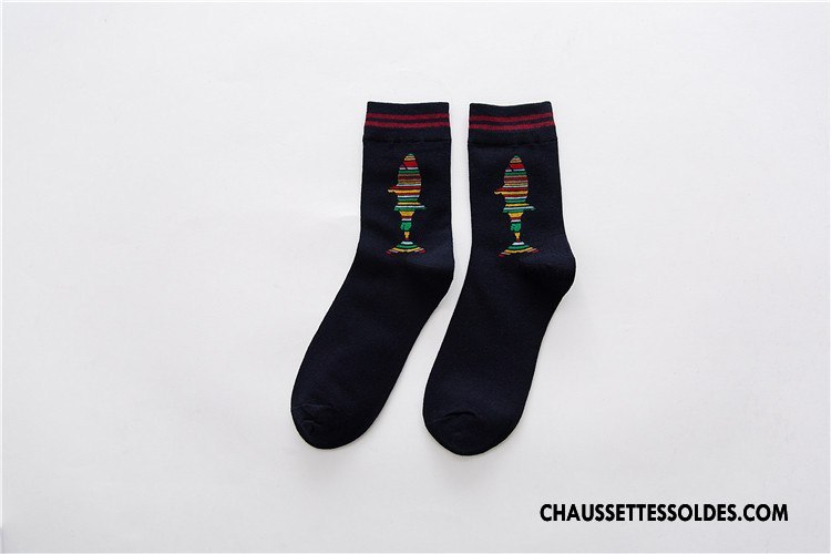 Chaussettes Mi Hautes Homme 100% Coton Milieu Casual Absorber La Sueur Chaussette Courte Requin Bleu