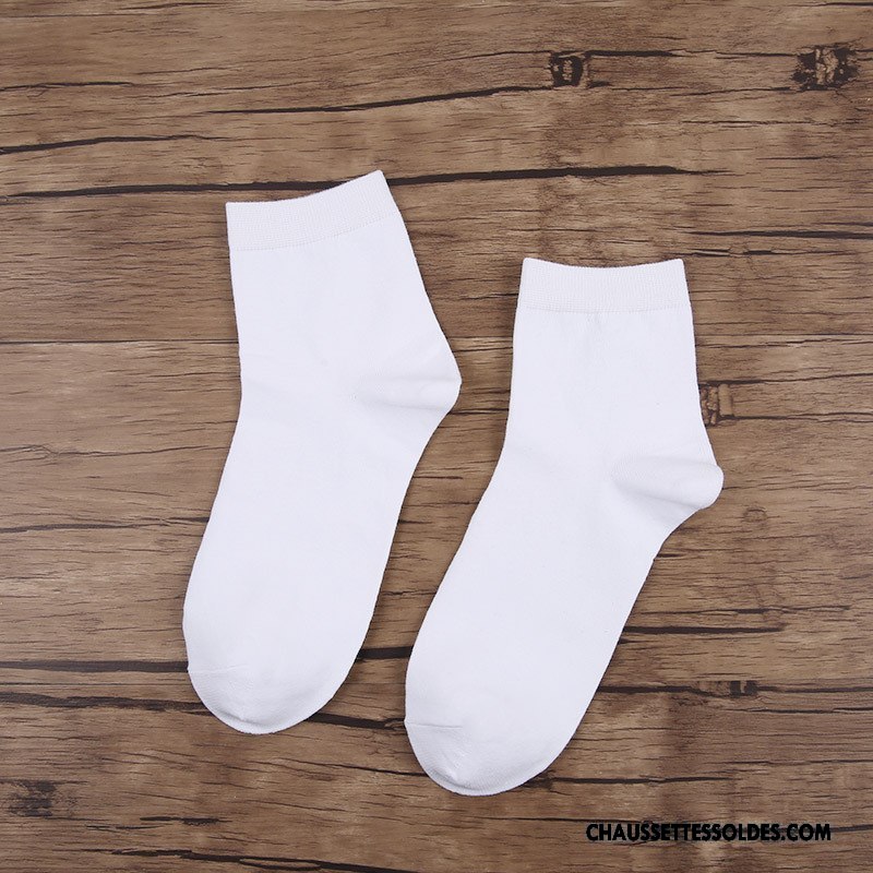Chaussettes Mi Hautes Homme 100% Coton Mouvement De Travail Casual Anti-odeur Blanc Noir Gris