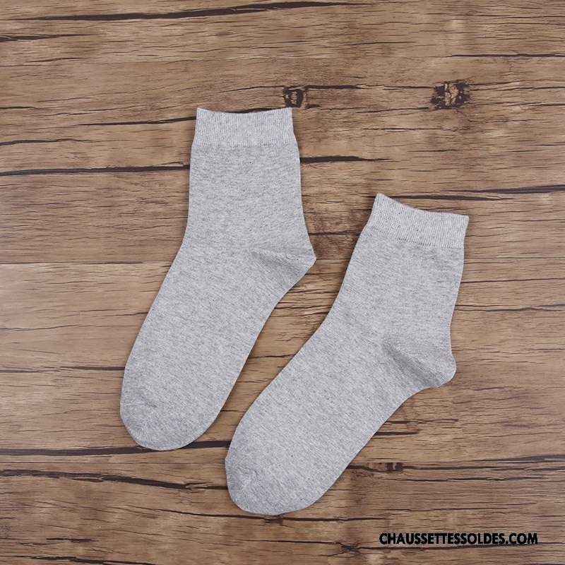Chaussettes Mi Hautes Homme 100% Coton Mouvement De Travail Casual Anti-odeur Blanc Noir Gris