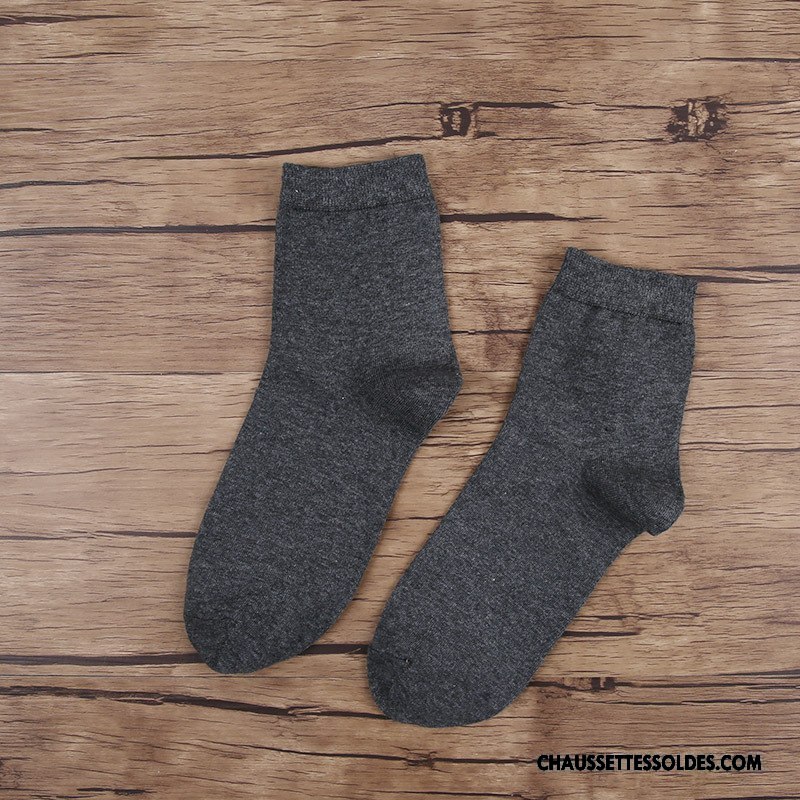 Chaussettes Mi Hautes Homme 100% Coton Mouvement De Travail Casual Anti-odeur Blanc Noir Gris