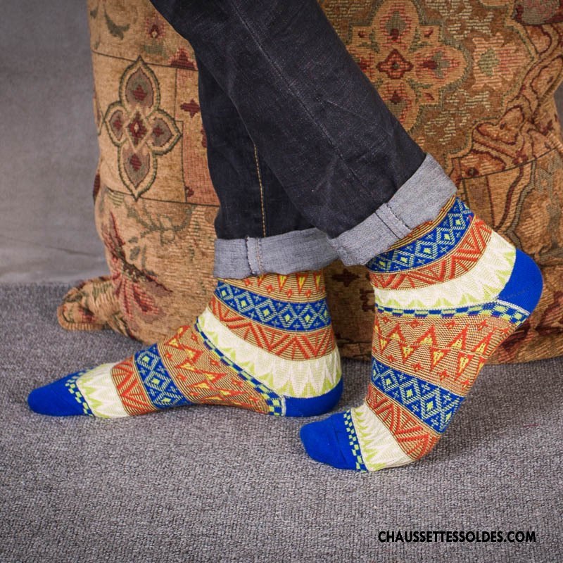 Chaussettes Mi Hautes Homme 100% Coton Style National Rétro À La Mode Nouvelles Arrivées Bordeaux
