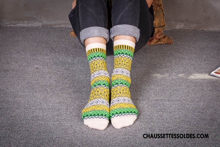 Chaussettes Mi Hautes Homme 100% Coton Style National Rétro À La Mode Nouvelles Arrivées Bordeaux