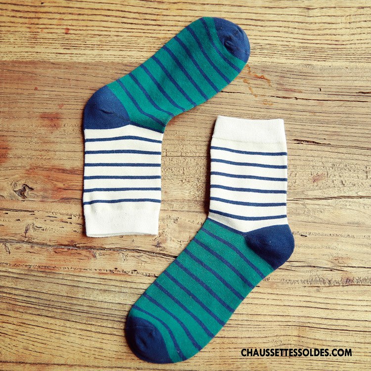 Chaussettes Mi Hautes Homme Absorber La Sueur Coton Mode Milieu Respirant Chaussettes En Coton Couleur De Contraste Coloré