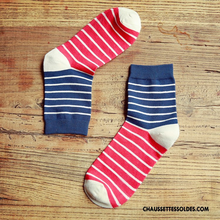 Chaussettes Mi Hautes Homme Absorber La Sueur Coton Mode Milieu Respirant Chaussettes En Coton Couleur De Contraste Coloré
