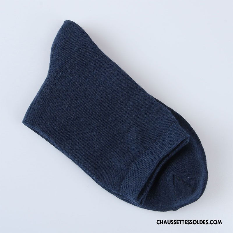 Chaussettes Mi Hautes Homme Absorber La Sueur Marine Respirant Coton Bio L'automne Chaussettes En Coton Bleu