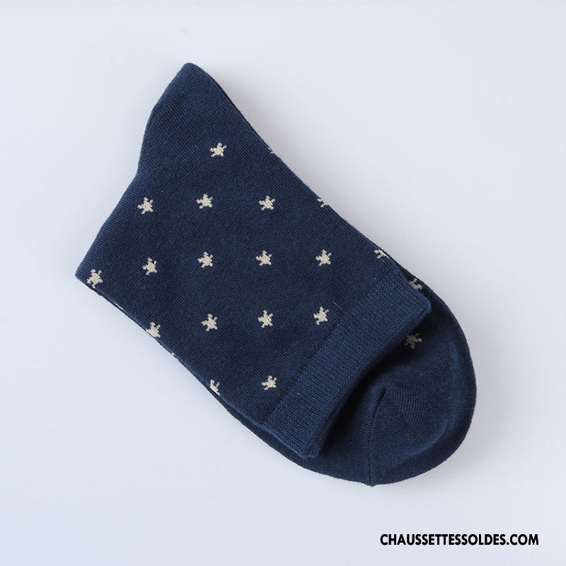 Chaussettes Mi Hautes Homme Absorber La Sueur Marine Respirant Coton Bio L'automne Chaussettes En Coton Bleu