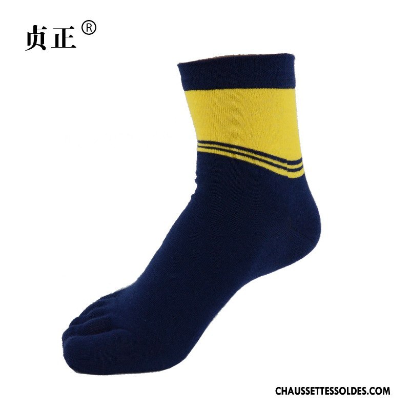 Chaussettes Mi Hautes Homme Absorber La Sueur Printemps Anti-odeur Milieu Mince Respirant Bleu