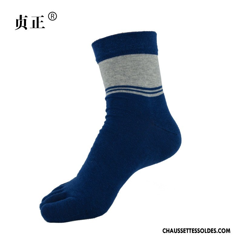 Chaussettes Mi Hautes Homme Absorber La Sueur Printemps Anti-odeur Milieu Mince Respirant Bleu