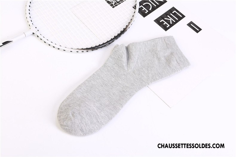 Chaussettes Mi Hautes Homme Absorber La Sueur Respirant Milieu Chaussettes En Coton Le Nouveau Pure Gris
