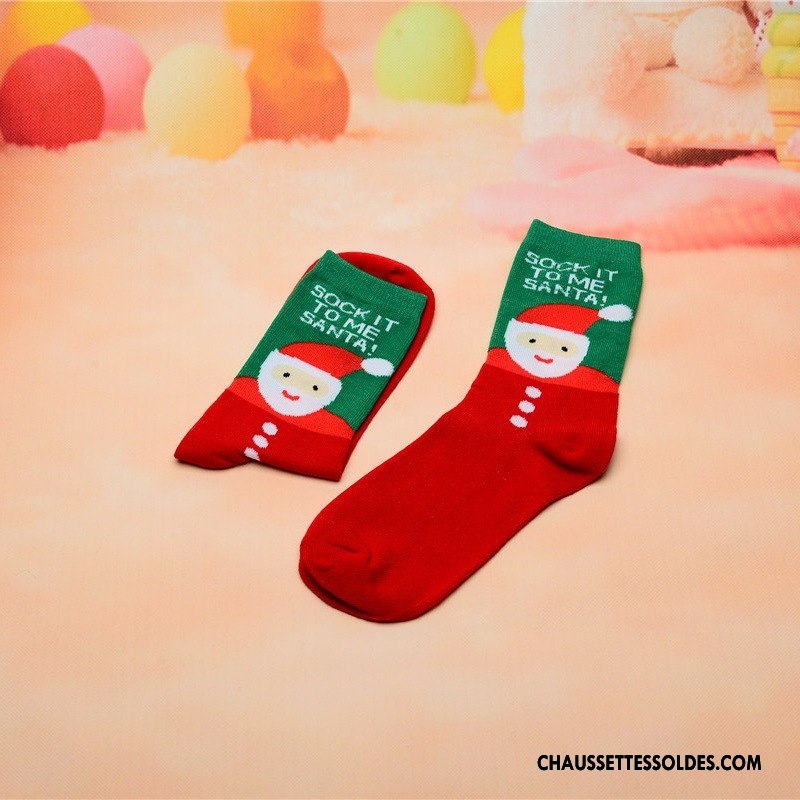 Chaussettes Mi Hautes Homme Adulte Lovers Coton Bio Noël Femme Cerf Coloré Rouge