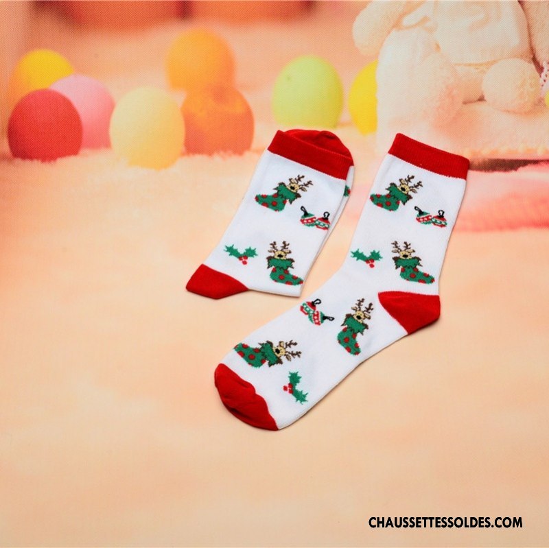 Chaussettes Mi Hautes Homme Adulte Lovers Coton Bio Noël Femme Cerf Coloré Rouge