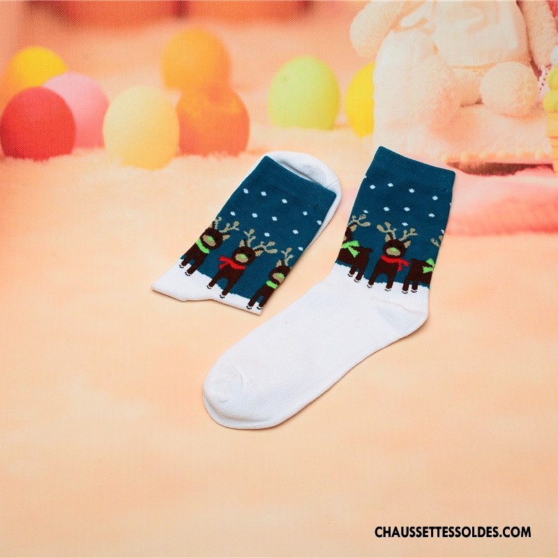 Chaussettes Mi Hautes Homme Adulte Lovers Coton Bio Noël Femme Cerf Coloré Rouge